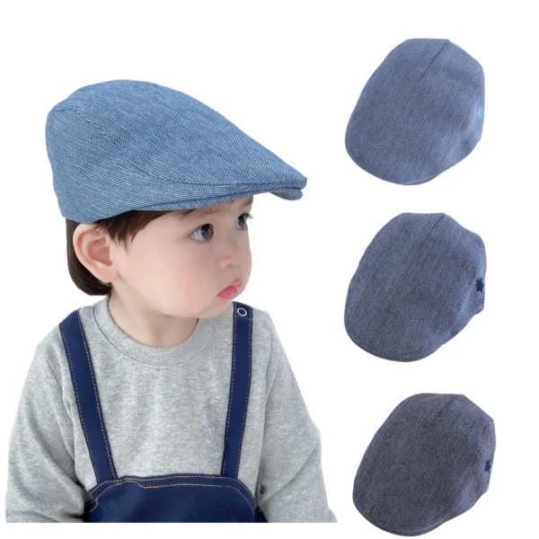 Fashion Baby Hat Handsome Cotton Linen Baby Boy Cap Beret Elastic Kids Hat Baby Accessories for 1-2 Years 3 Colors - Image 4