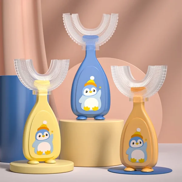 Children U-Shape Toothbrush 2-12years Kids Teeth Oral Care Cleaning Brush Soft Silicone Teeth Whitening Cleaning Tool Brush - Image 2