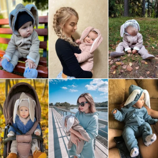 Winter Baby Rompers Newborn Boys Girls Clothes Rabbit Ear Hooded Jumpsuit infant Costume Fleece Thick Baby boys Romper pajamas - Image 2