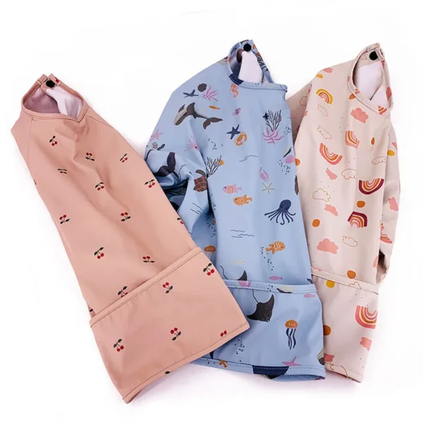 Baby Kids Toddler Long Sleeve Scarf Waterproof Art Smock Feeding Bib Apron Pocket Infant Boys Girls Burp Cloth Bibs Drooling - Image 6